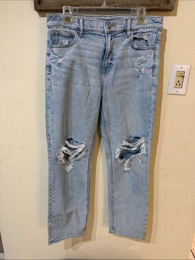 American Eagle Outfitters Light Wash Distressed Straight Leg Jeans